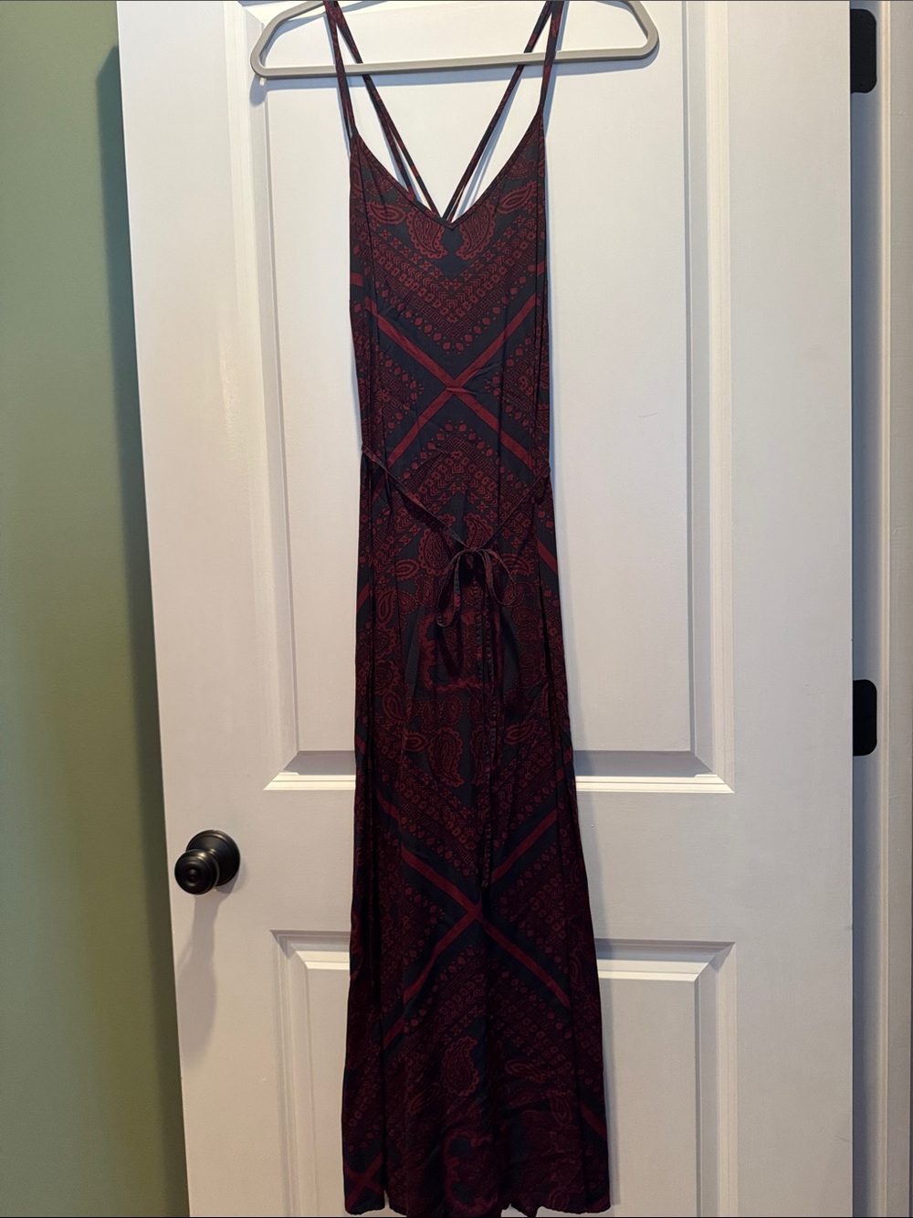 GAP Burgundy and Navy Strappy Maxi Dress with Pockets